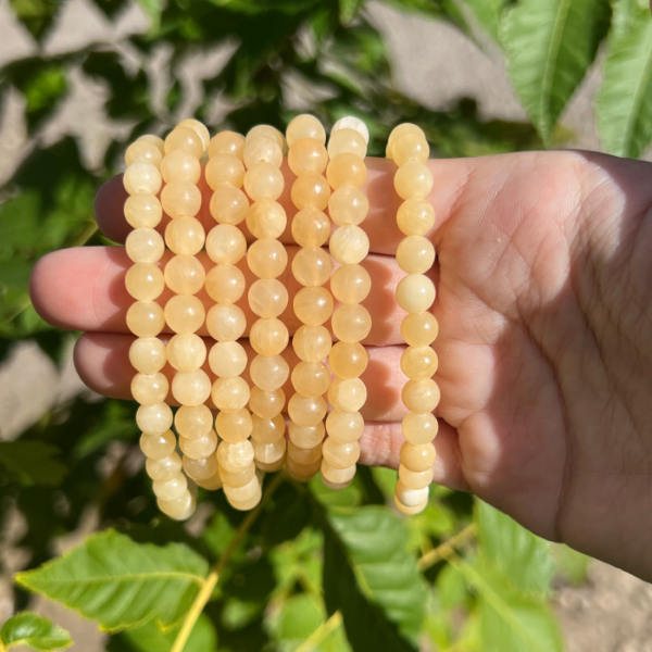 Bracelet 6mm en calcite jaune