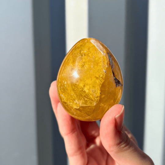 Œuf quartz hématoïde jaune