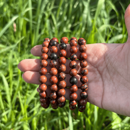 Bracelet 8mm en obsidienne brune