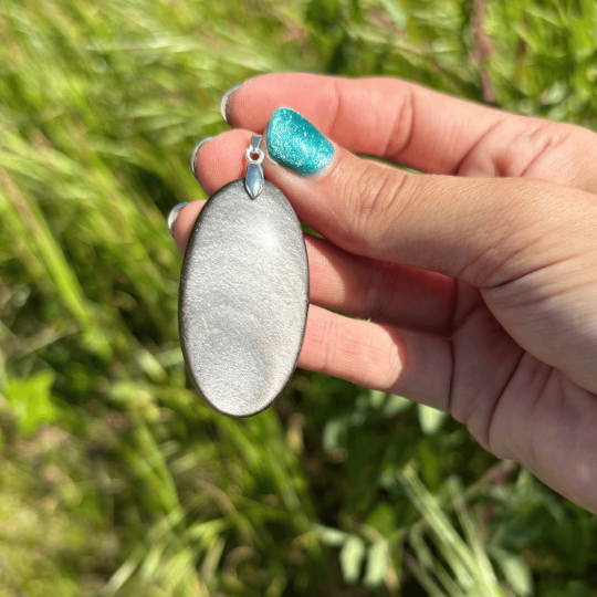 Pendentif obsidienne argentée
