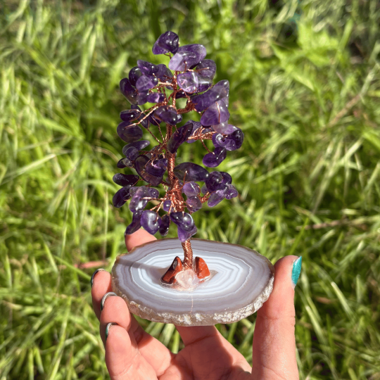 Arbre de vie en améthyste et agate