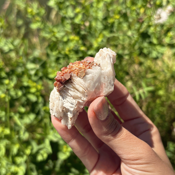 Vanadinite sur baryte du Maroc