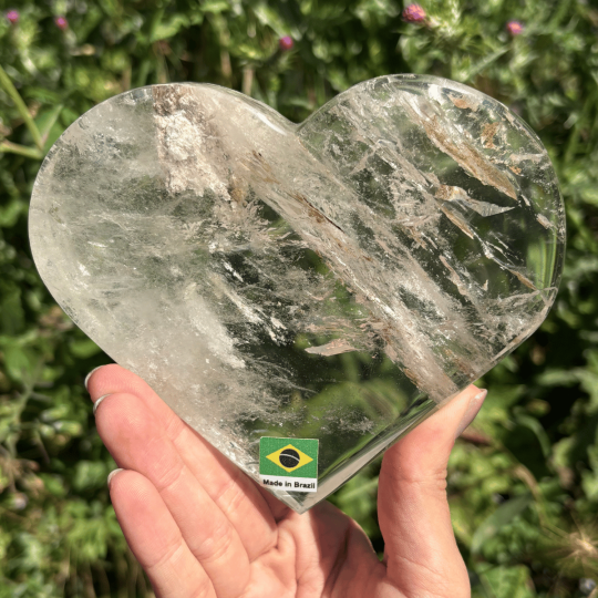 Coeur en cristal de roche  et lodolite du Brésil
