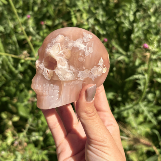 Crâne en agate fleur de Madagascar
