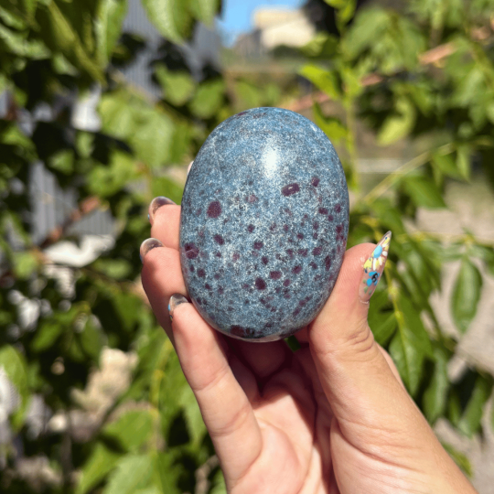 Galet en cyanite rubis fuchsite