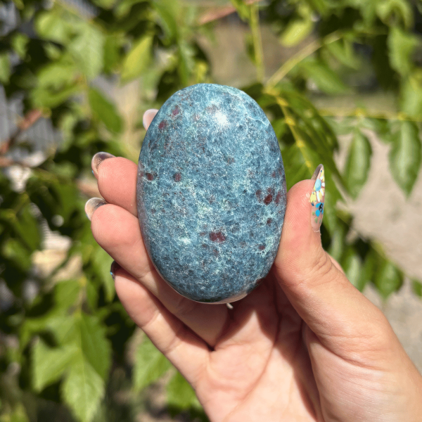 Galet en cyanite rubis fuschite