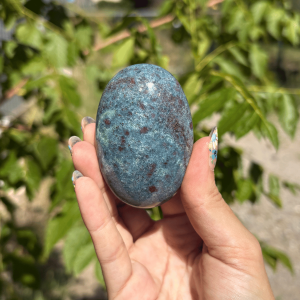 Galet en cyanite rubis fuschite