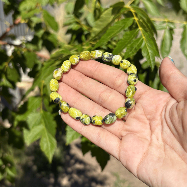 Bracelet lizardite baroque