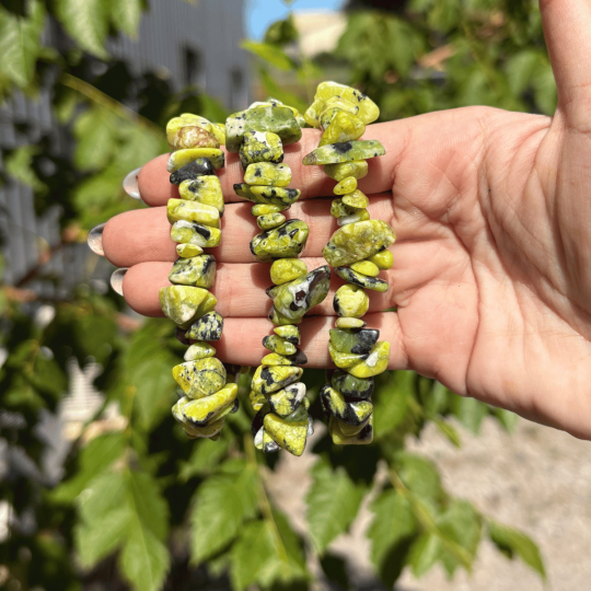 Bracelet lizardite baroque