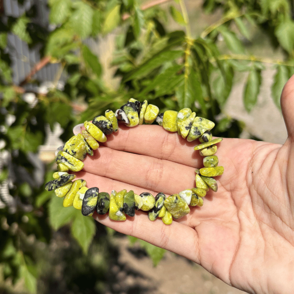 Bracelet lizardite baroque