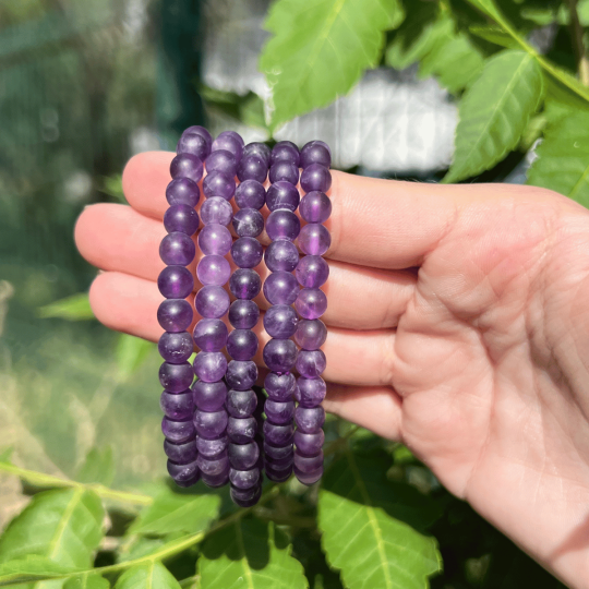 bracelet amethyste 6mm dépolie