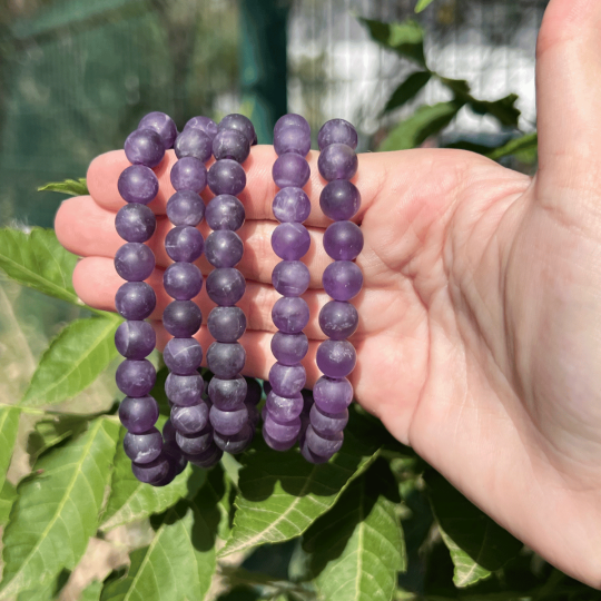 bracelet amethyste 8mm dépolie