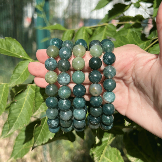 bracelet agate mousse 10mm